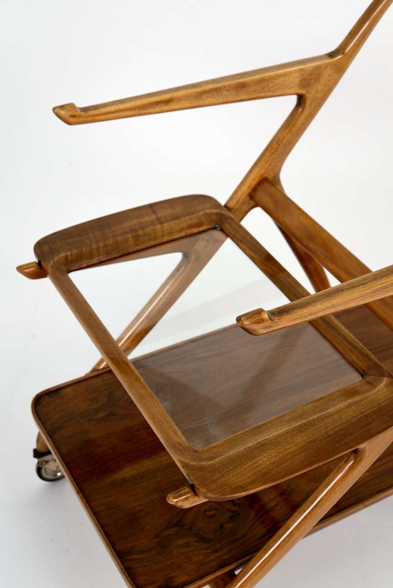 Rosewood 1950s Italian Cart in the Manner of Ico Parisi 2