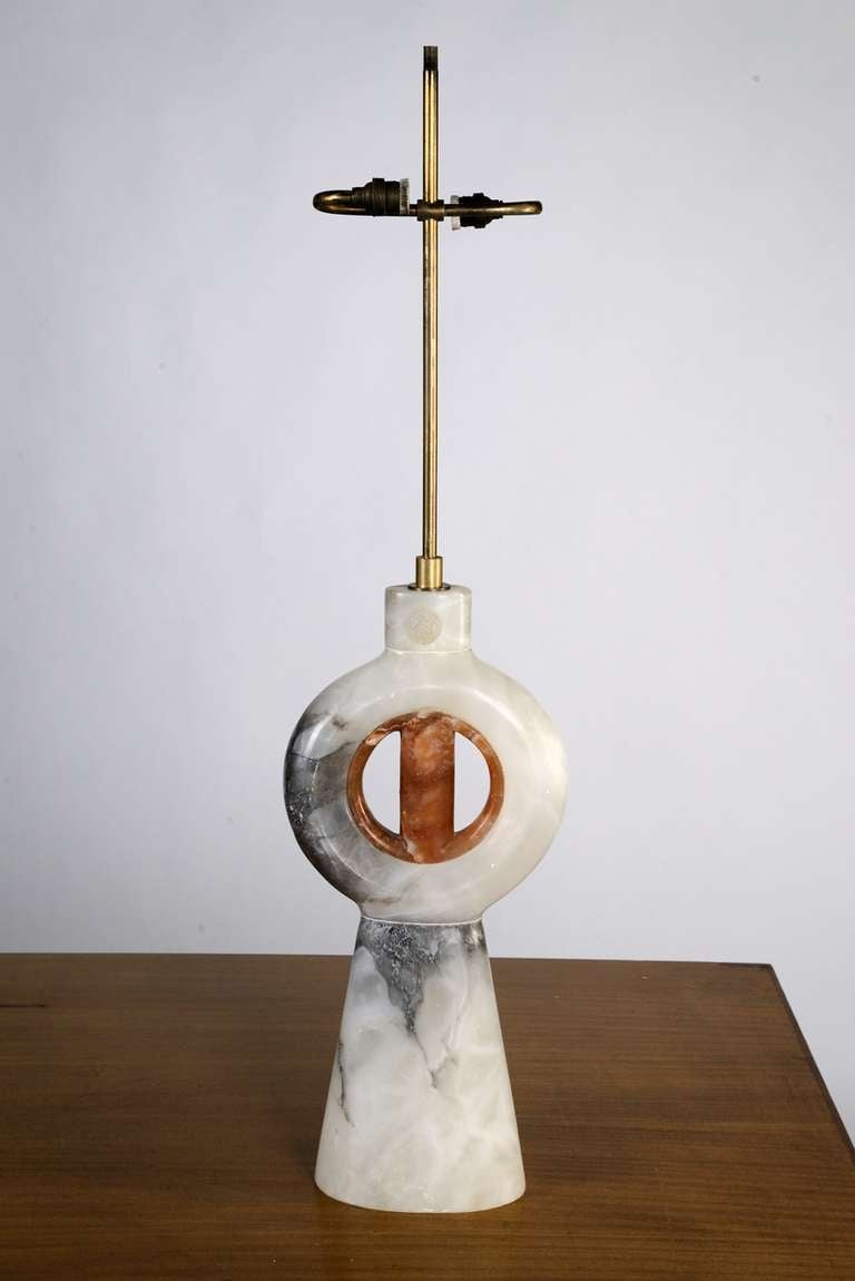Italian Precious alabaster table lamp from the 1950s