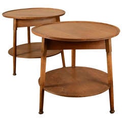 Pair of English Antique Oak Cricket / Side Tables
