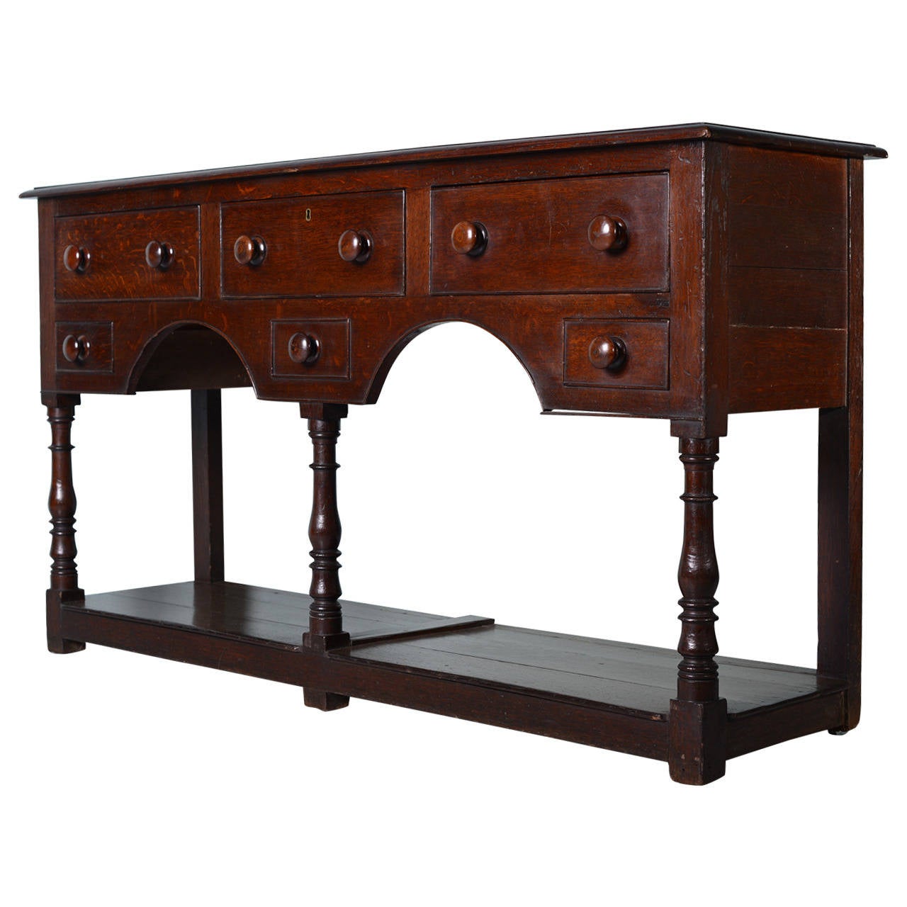 Welsh Antique Oak Potboard Dresser Base at 1stDibs