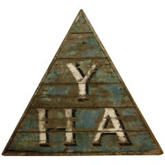 Antique Triangular Painted Pine Cumbrian Sign