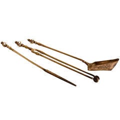 Set of English Antique Brass Fire Irons