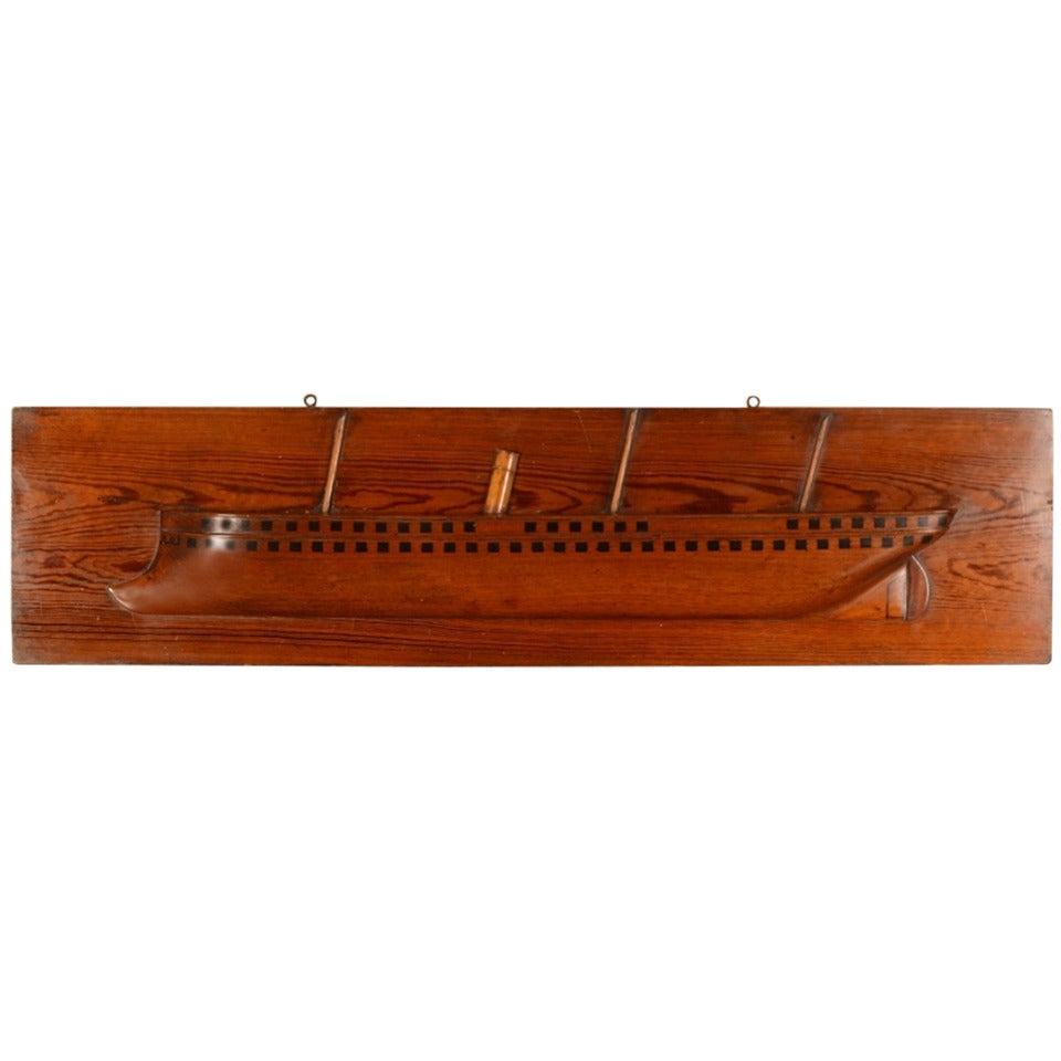 Mounted English Antique Ship Hull Model