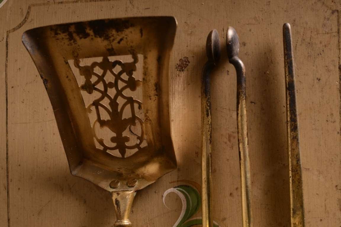 Set of English Antique Brass Fire Irons 2