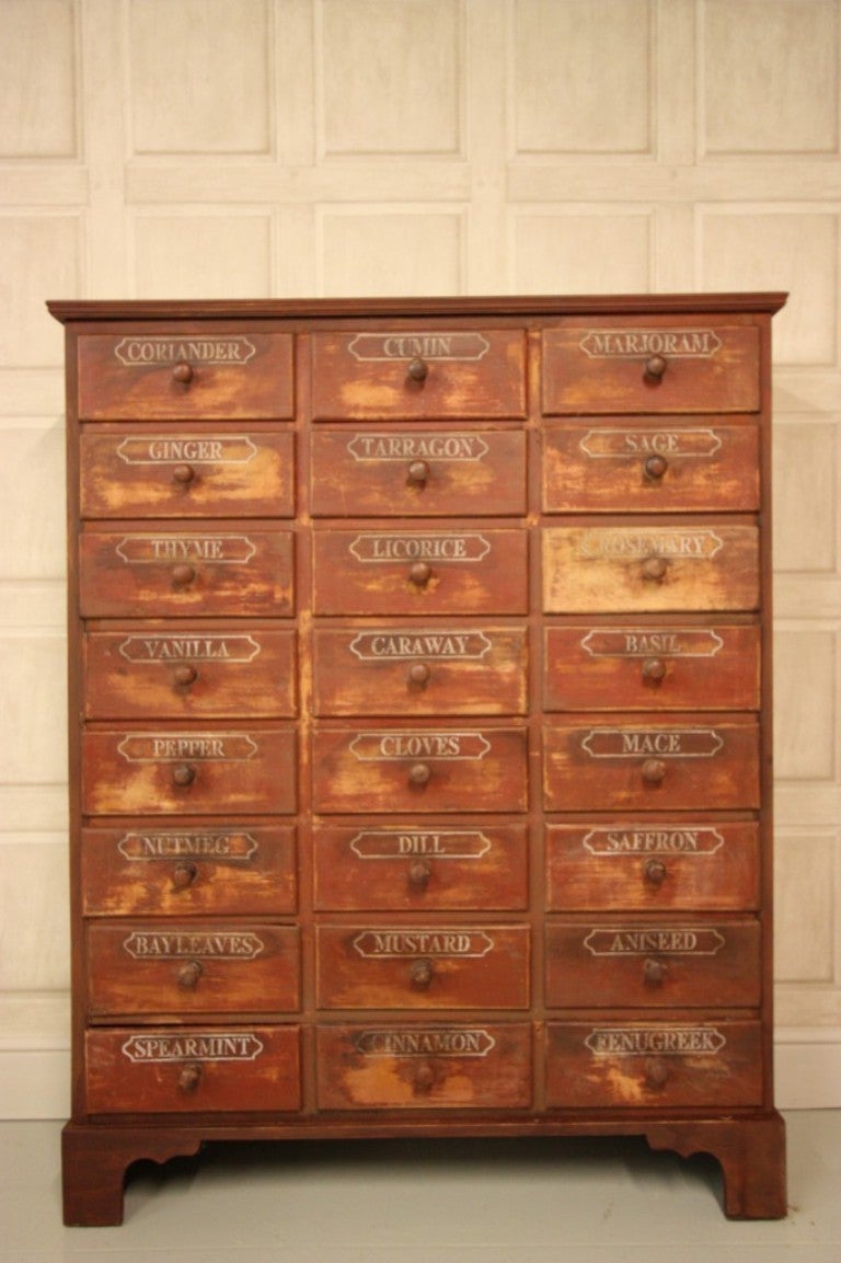 Antique Painted Pine Seed Chest.   