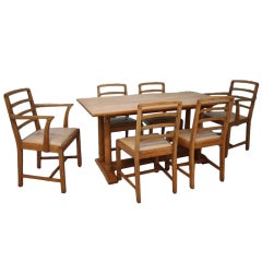 Wonderful Heals Antique Oak Dining Table & Chairs
