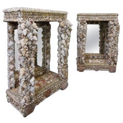Vintage Pair of 1970's Shell 'Grotto' Console Tables.