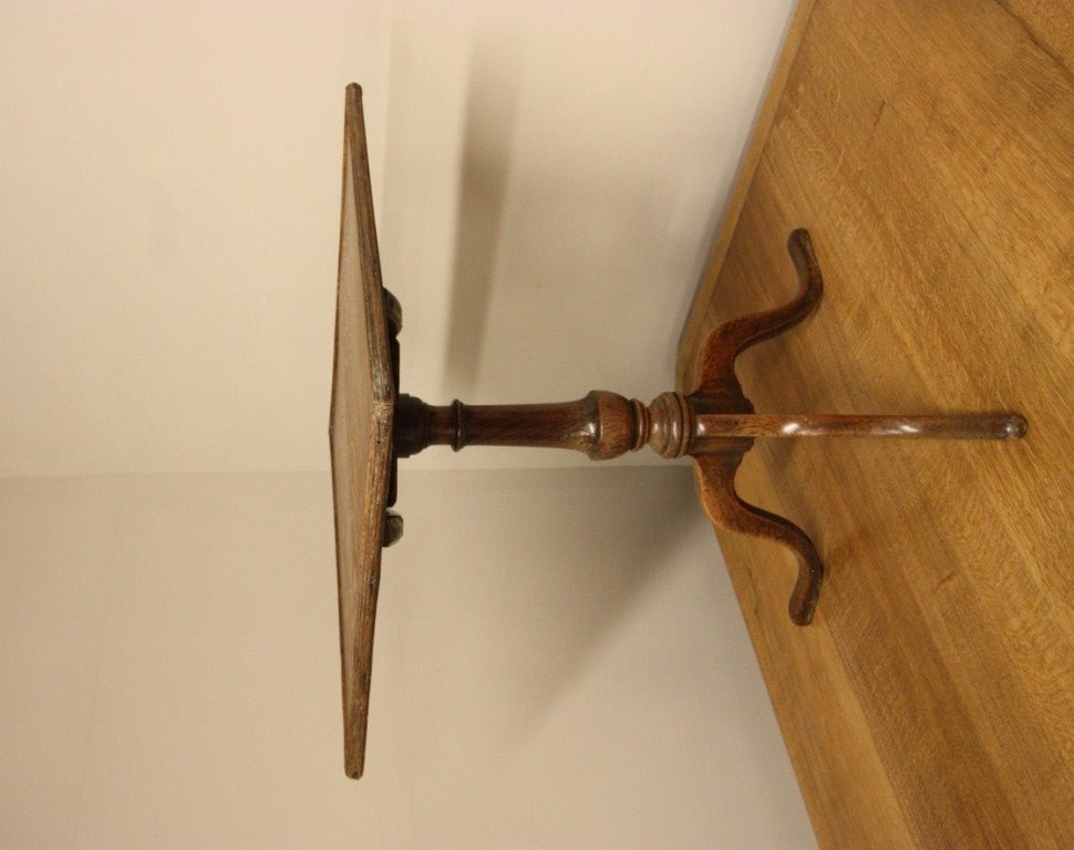 Georgian Antique Oak Tripod Table with Square Top.