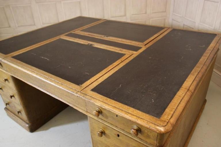 English Huge Antique Double Sided Partners Desk.