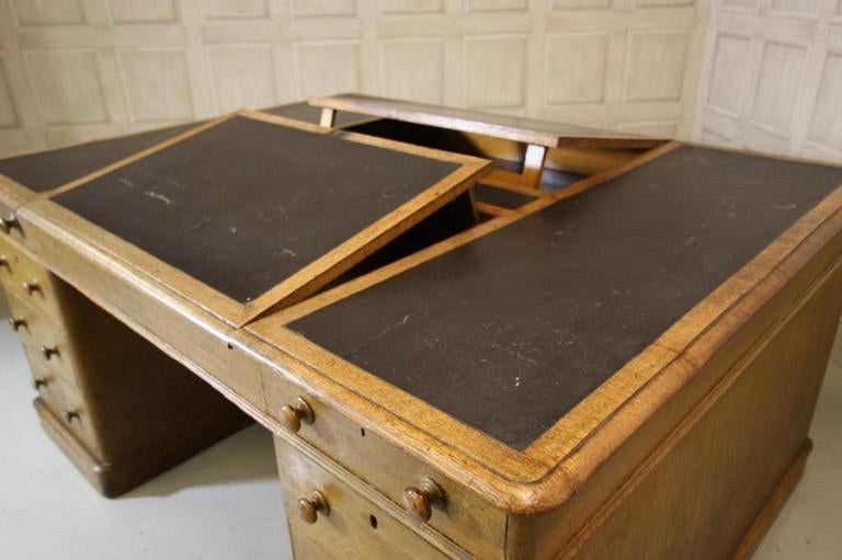 Huge Antique Double Sided Partners Desk. In Excellent Condition In Lancashire, GB