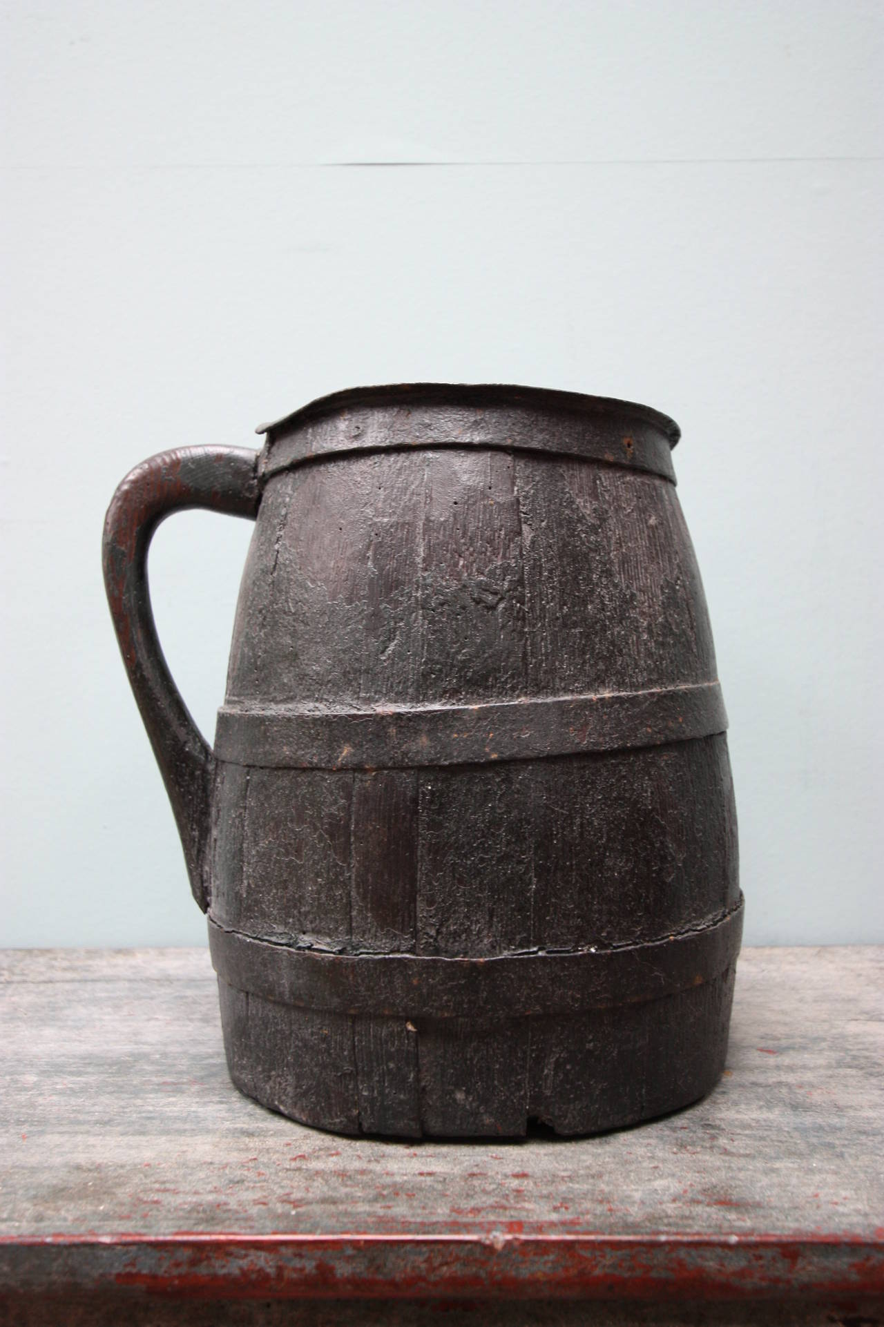 Wonderful 18th Century Antique Coopered Oak Jug In Excellent Condition In Lancashire, GB
