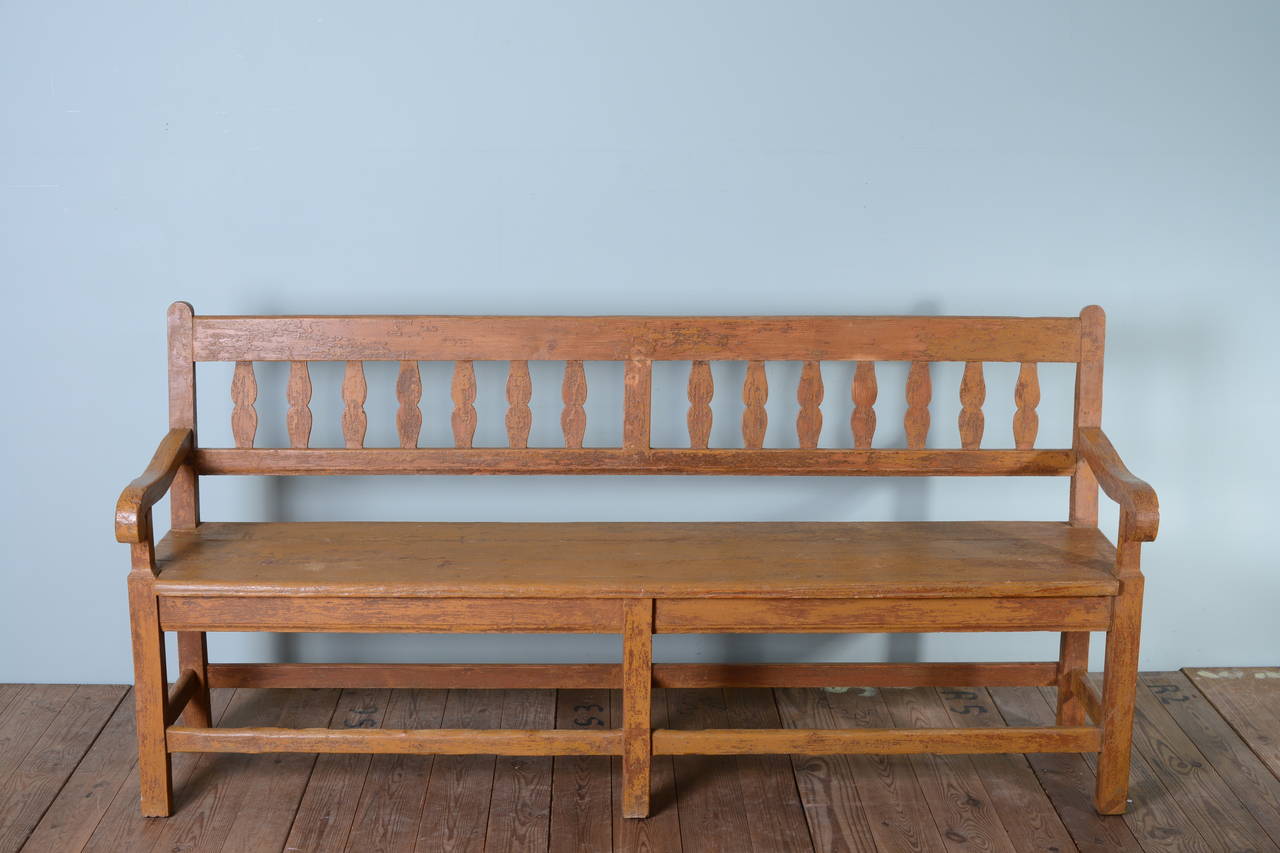 Original Painted Pine Antique Bench Seat