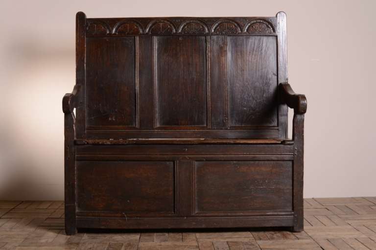 Welsh Early Georgian Antique  Box Seat Settle