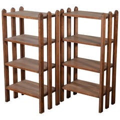 Pair of Antique Slatted Bedside Tables / Bookcases