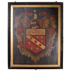 Huge Early 18th Century Antique Coat of Arms Painting