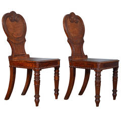 Super Pair of Antique Oak William IV Hall Chairs