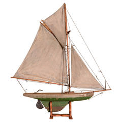 English Antique, Fully-Rigged Pond Yacht