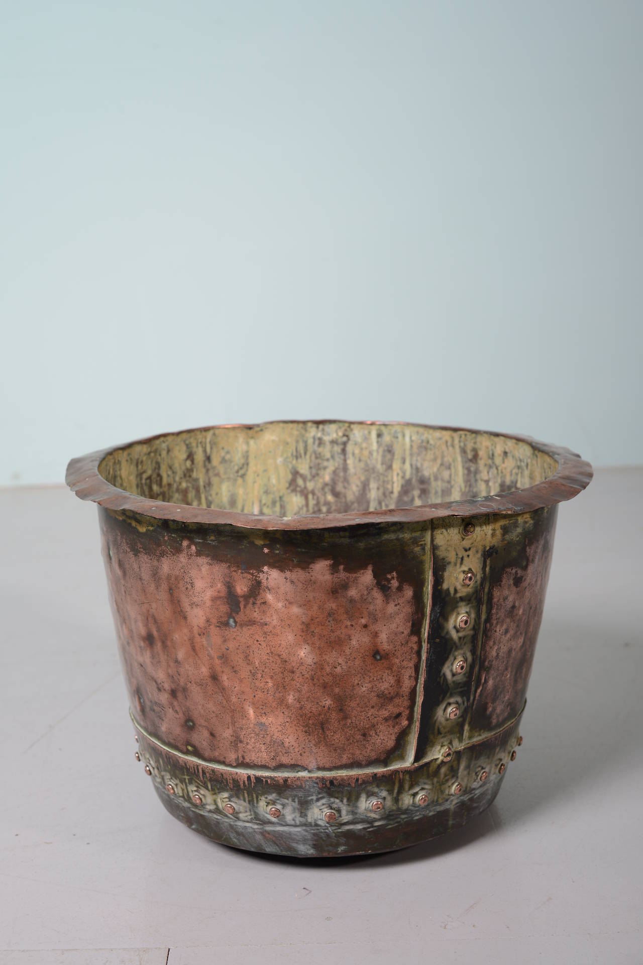19th Century Antique Copper Vessel.
This is a lovely sized antique copper vessel that is perfect to use for logs or coal by the fire.
Equally as a waste paper bin in the office.
In very good solid condition, rivetted construction, dating from