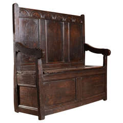 Early Georgian Antique  Box Seat Settle