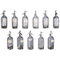 Collection of Eleven 19th Century Antique Soda Syphons