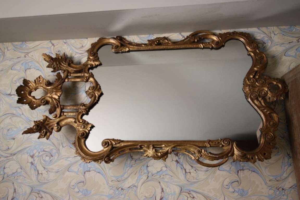 19th Century Chippendale Design Antique Mirror.