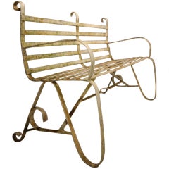 Edwardian Antique Wrought Iron Garden Bench.