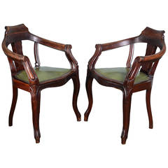 Pair of Used Parisian Barber's Chairs
