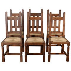 Set of Six Antique Culloden Oak Chairs by Liberty's
