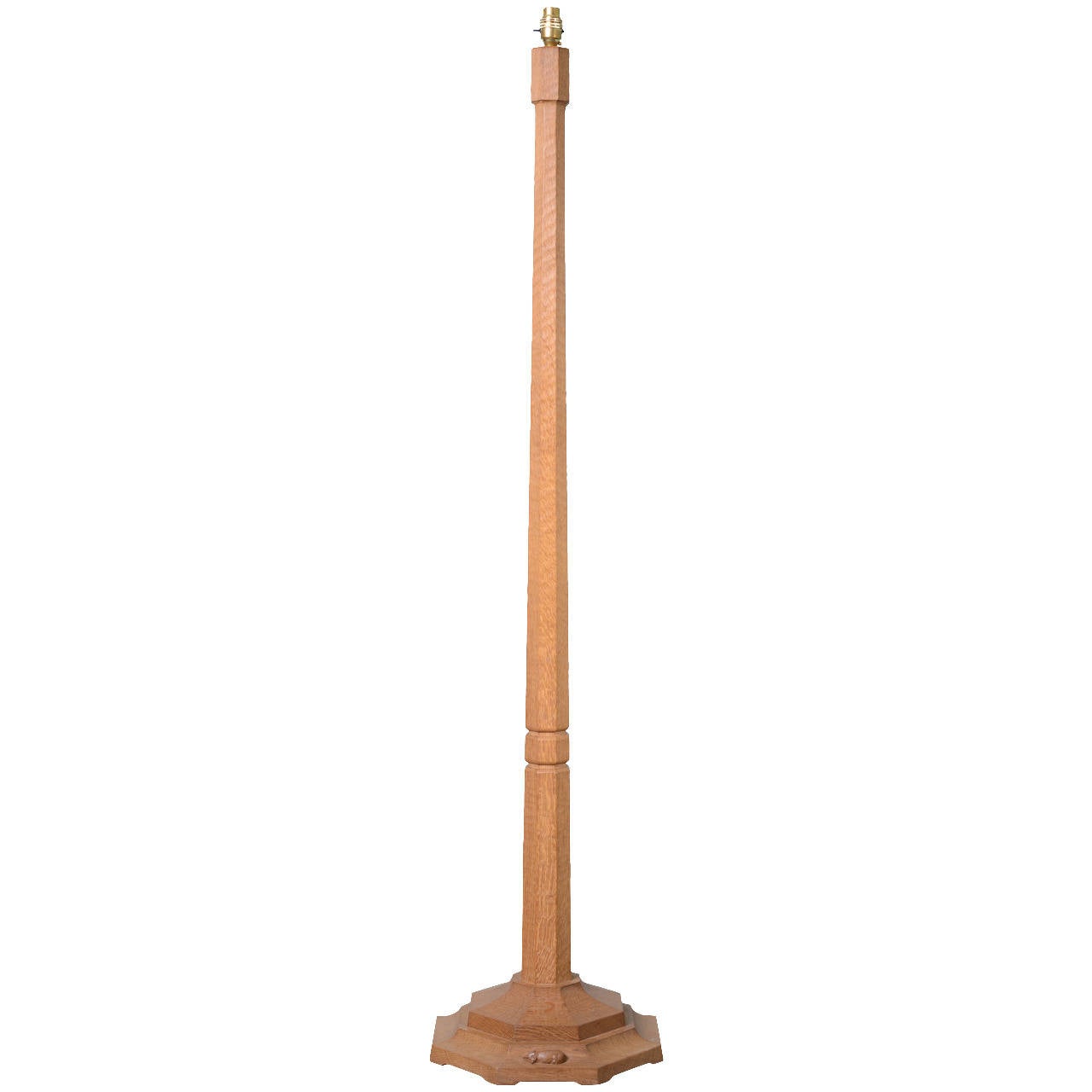 Pale Oak Mouseman Standard Lamp, 1970s For Sale at 1stDibs