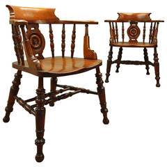 Pair of English Antique Captains Chairs
