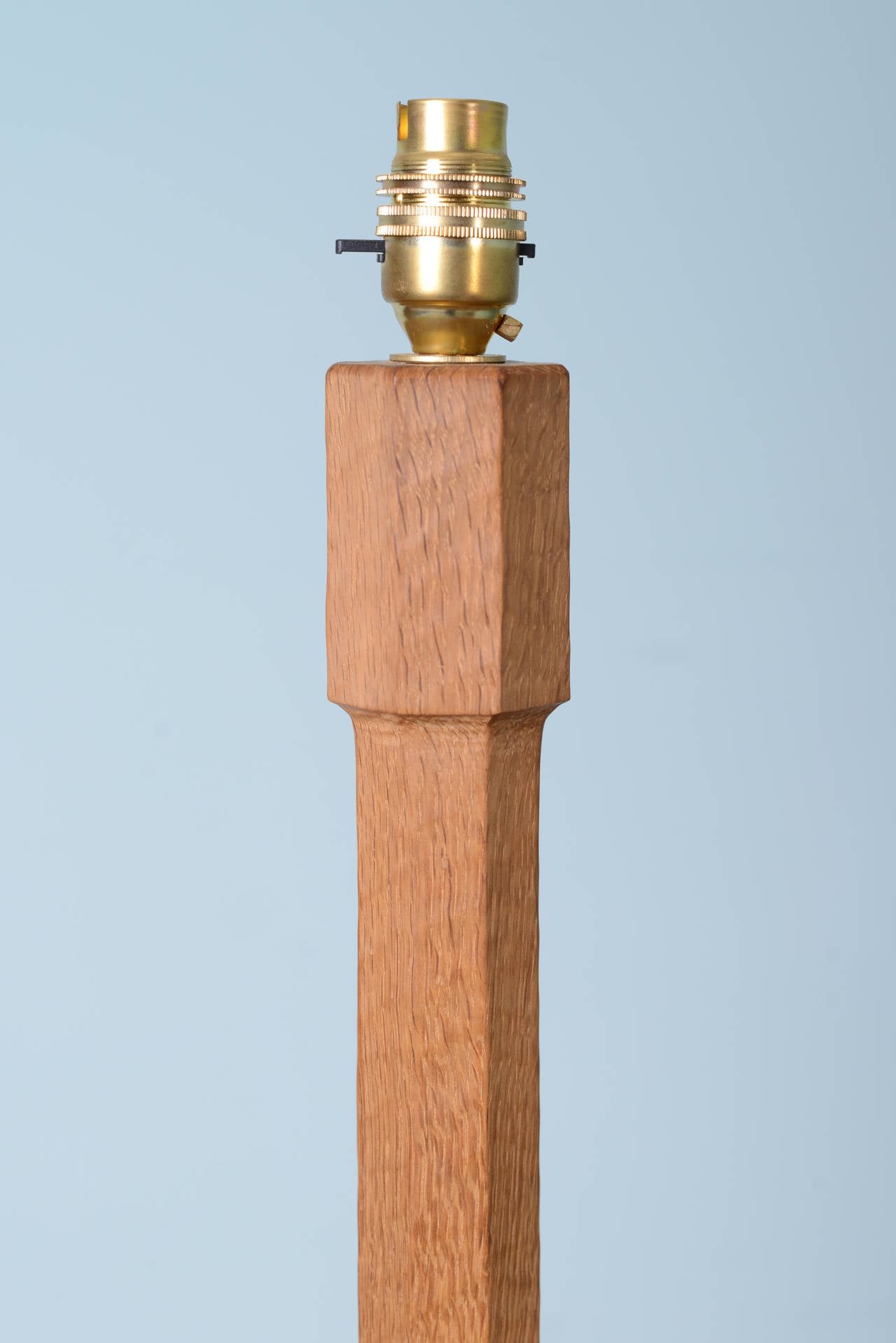 Pale Oak Mouseman Standard Lamp, 1970s For Sale at 1stDibs