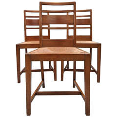 Rare Set of Eight Oak Antique Dining Chairs by Heals