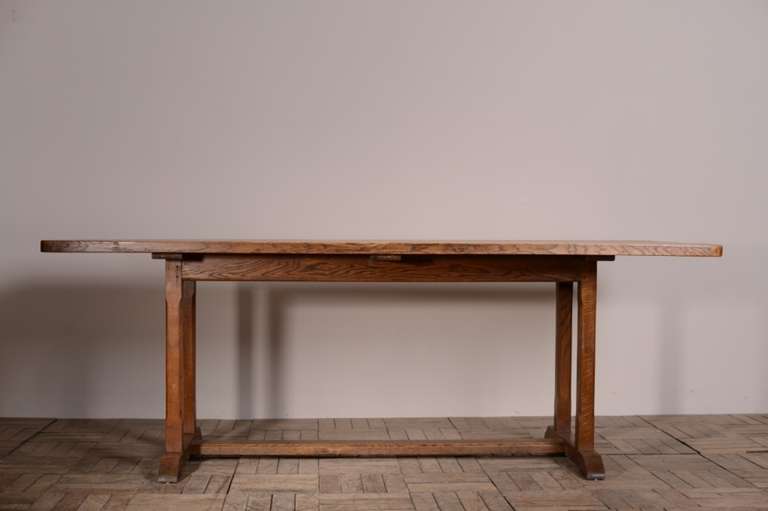 English Large 1930's Heals Oak Refectory Dining Table.