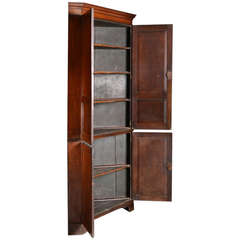 Antique Oak Double Floor Standing Corner Cupboard (armoire d'angle)