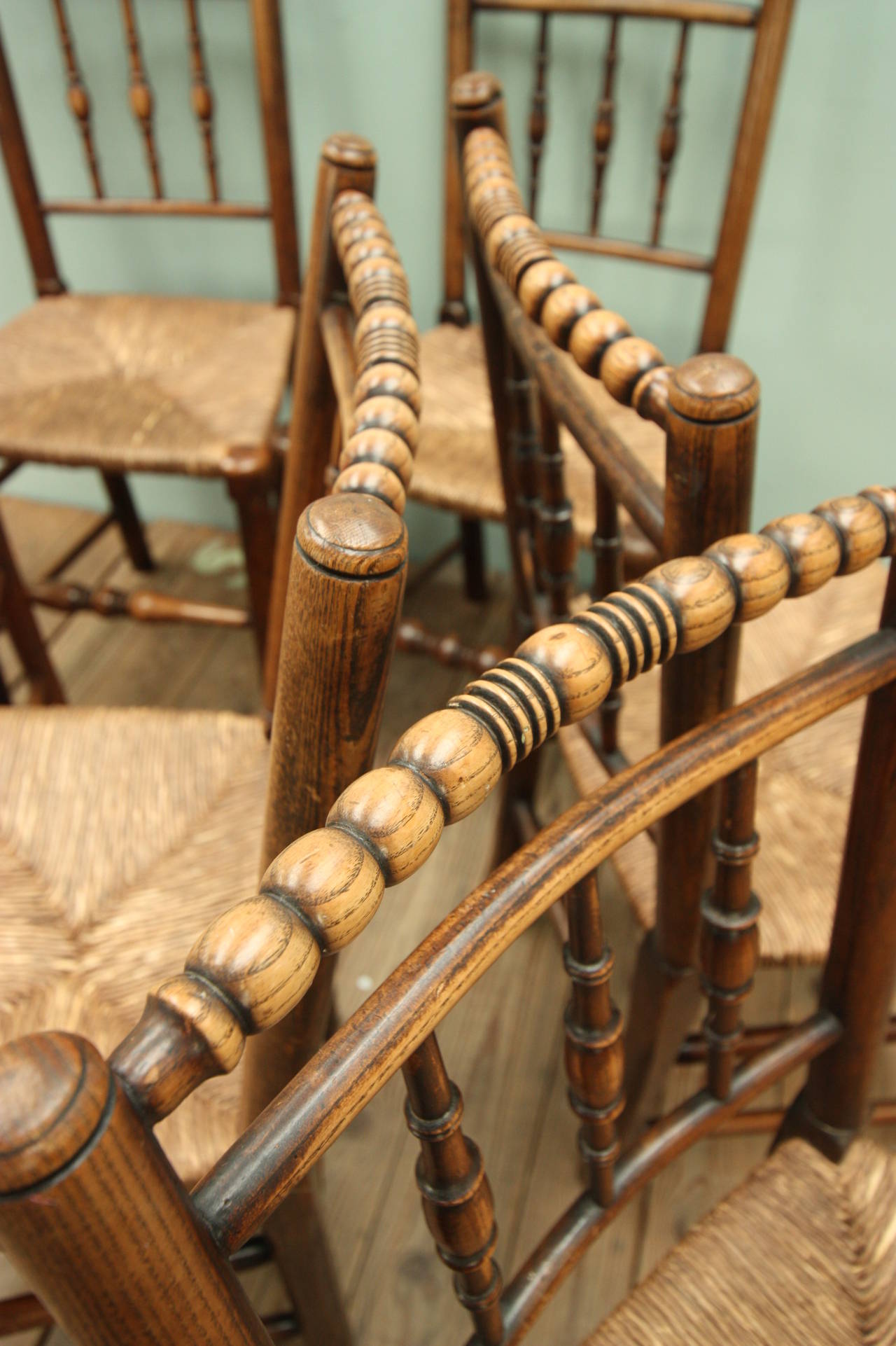Set of Eight Antique Country Dales Dining Chairs 1