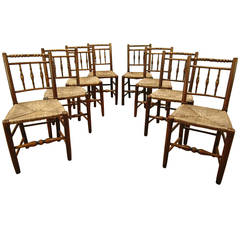 Set of Eight Antique Country Dales Dining Chairs