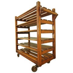 Large Edwardian Antique Birch Slatted Trolley Large Edwardian Antique Birch Slatted Trolley