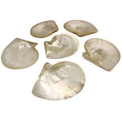 Antique Set of Six 1920's Mother of Pearl Platters