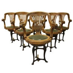 Set of Six Antique Oak Ships Dining Chairs
