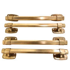 Set of Four Antique Art Deco Brass Door Handles
