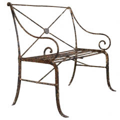 Regency Antique Wrought Iron Garden Seat