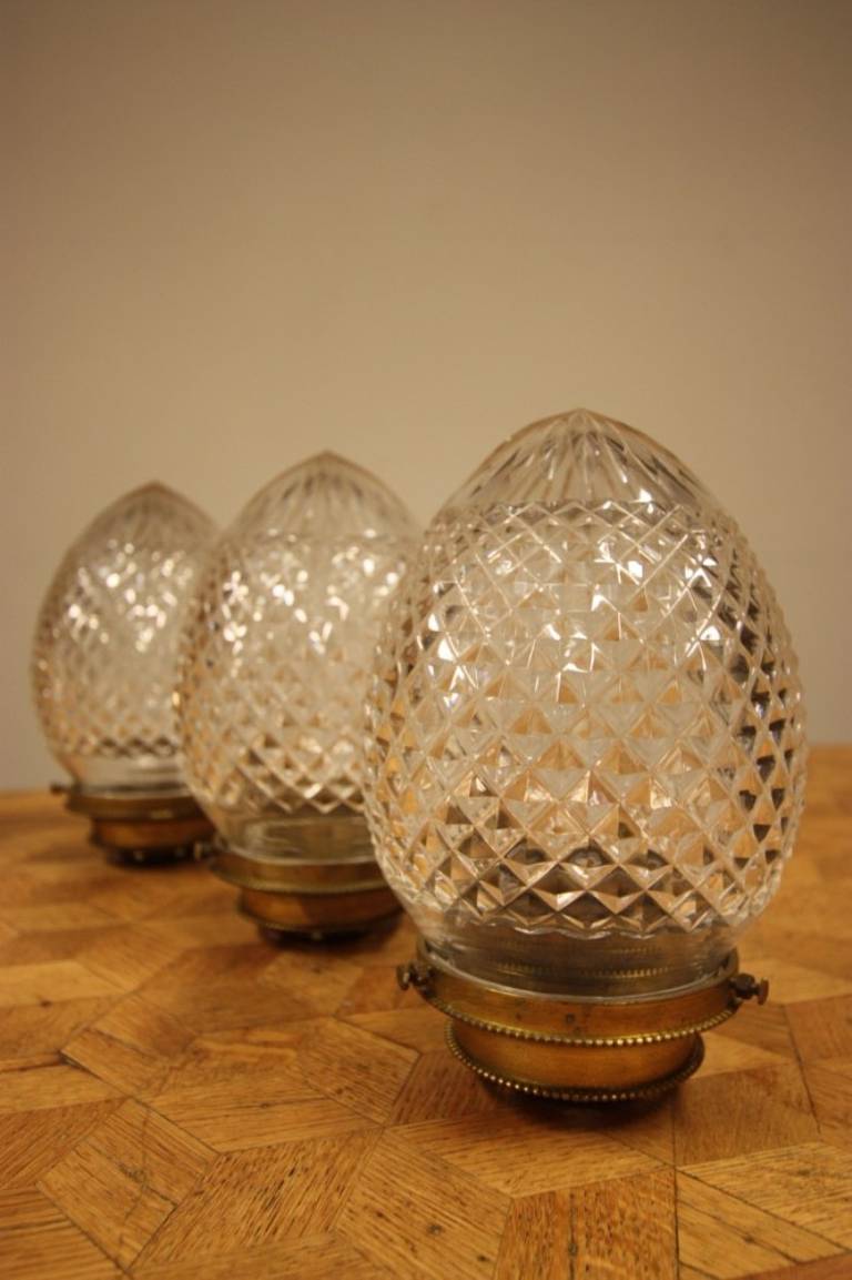 Edwardian Fabulous English Antique Cut Glass Lanterns (3 Available). For Sale