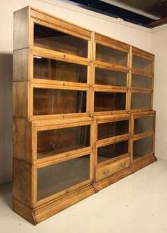 Set of Three Antique Oak Stacking Bookcases