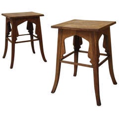 Pair of Moorish Style Antique Oak Side Tables