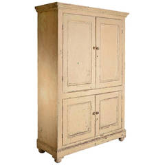 Antique Painted Pine Four Door Cupboard