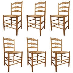 Set of Six Elm Gimson Design Dining Chairs