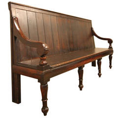 19th Century Used Mahogany & Pine Settle Seat