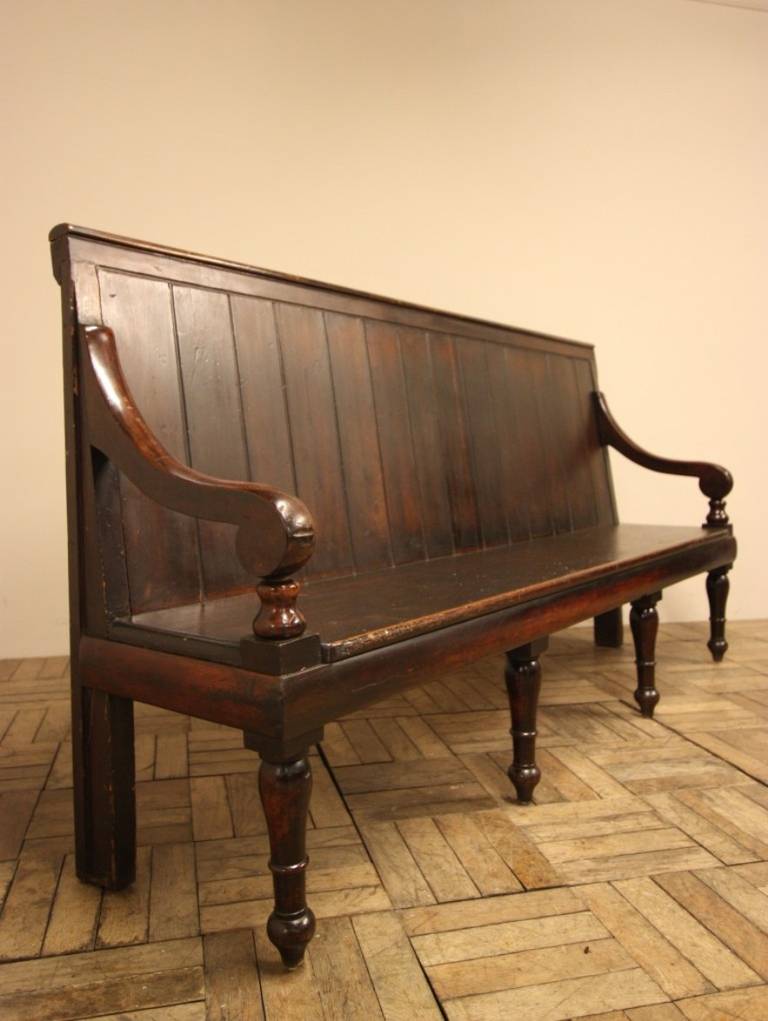 19th Century Antique Mahogany & Pine Settle Seat