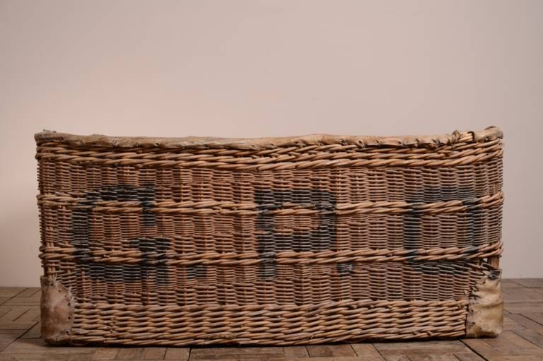 Folk Art Huge Edwardian Antique Postal Wicker Basket