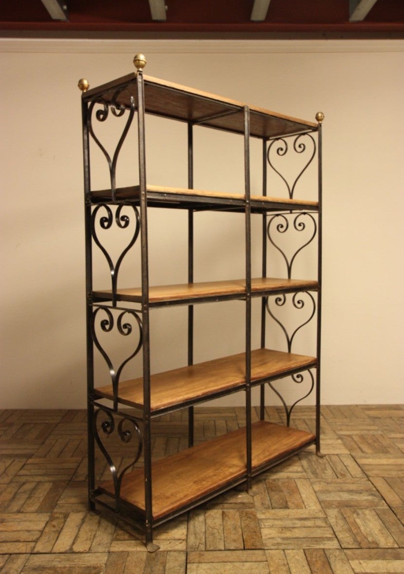 Large 19th Century Antique Wrought Iron Deed Rack Shelving.
This is an impressive, English antique wrought iron and mahogany open deed rack shelving, in superb, original condition.
Originally used in a solicitors around 1860, this antique iron and